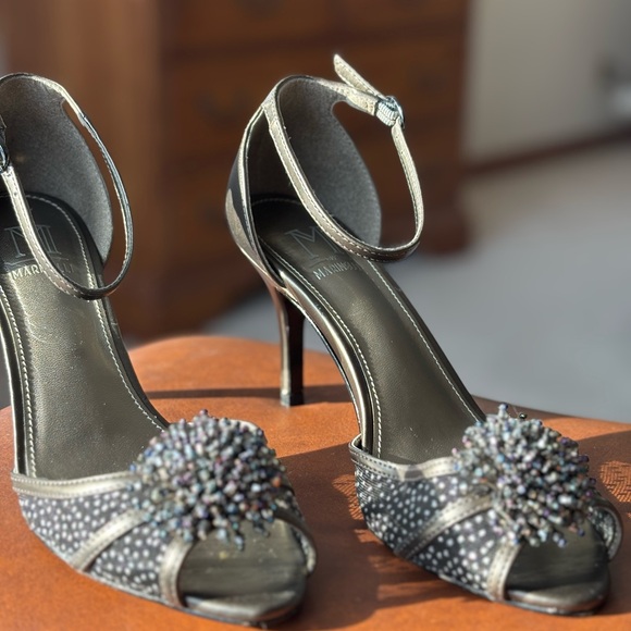 M By Marinelli Exposed Pewter Peep Women's Heels - Picture 2 of 10